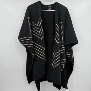 Ike Behar Poncho Women One Size Black Fleece Wrap Blanket Cape Shawl Comfy Cozy